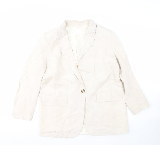 H&M Women's Ivory Linen Blazer Size 8