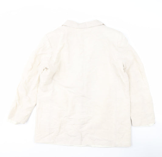 H&M Women's Ivory Linen Blazer Size 8