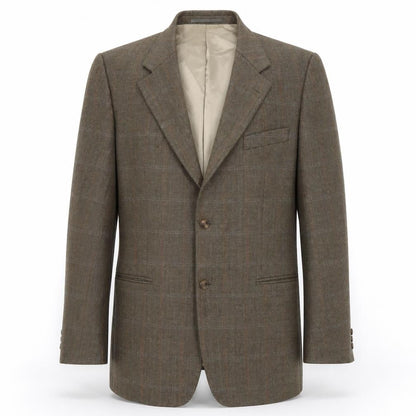 Front view of Wellington Men's Brown Check Blazer L Classic Style