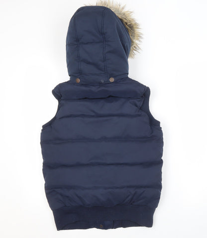 Fat Face Women's Blue Hooded Waistcoat Size 8