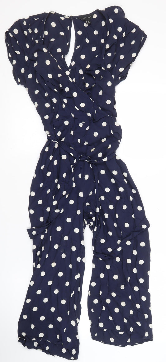 New Look Women's Blue Polka Dot Jumpsuit, Size 10