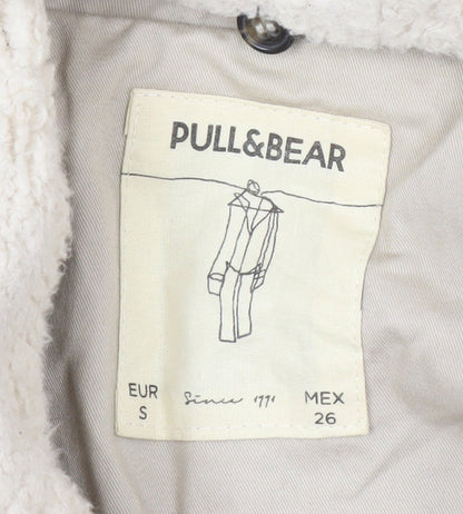 Pull&Bear Women's Beige Pea Coat Size S - Casual Winter Wear