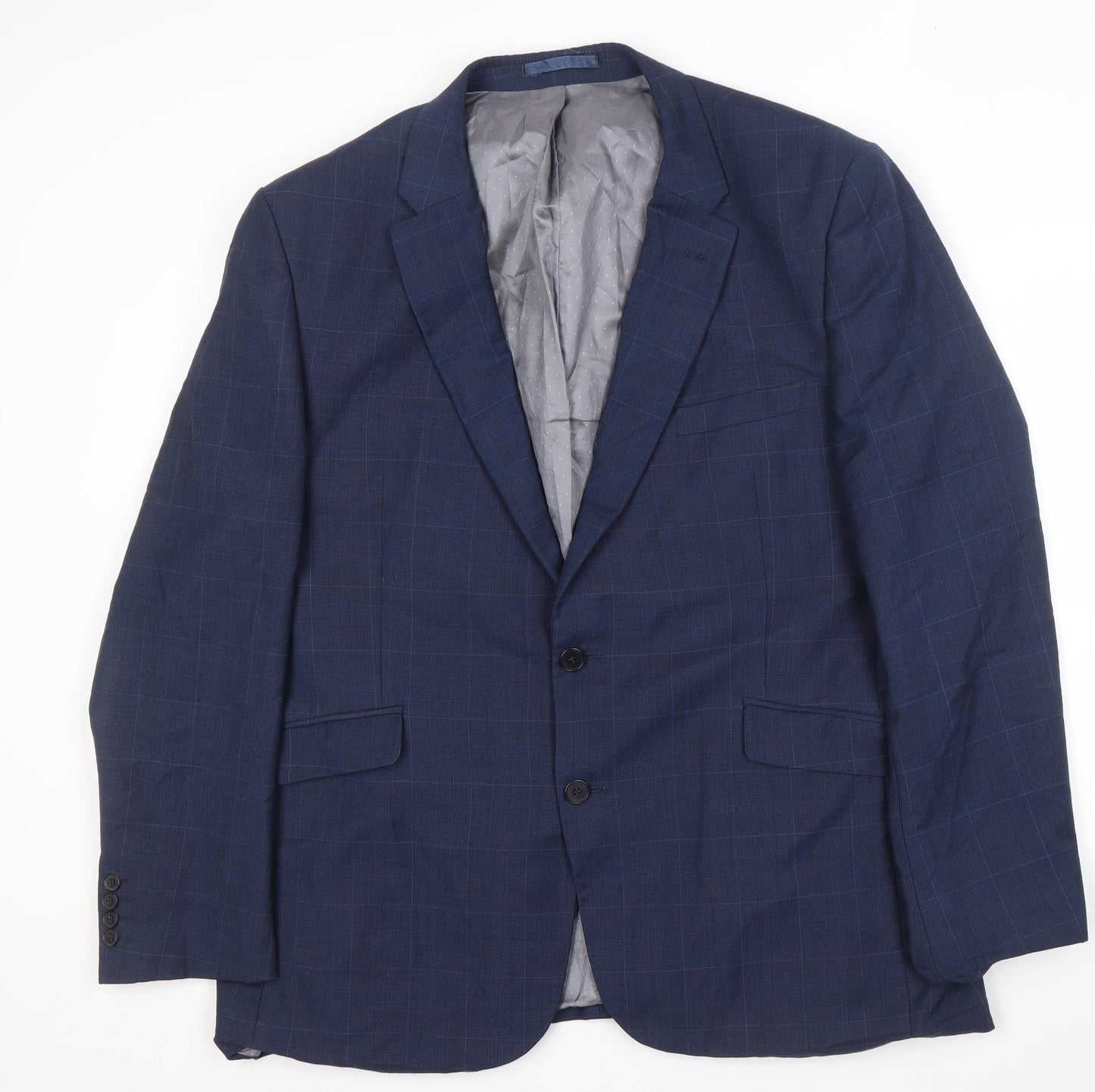 Tom English Blue Check Men's Blazer 46 Regular Fit