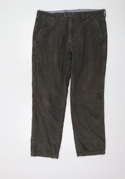 Samuel Windsor Men's Brown Corduroy Trousers - 38R Straight Fit