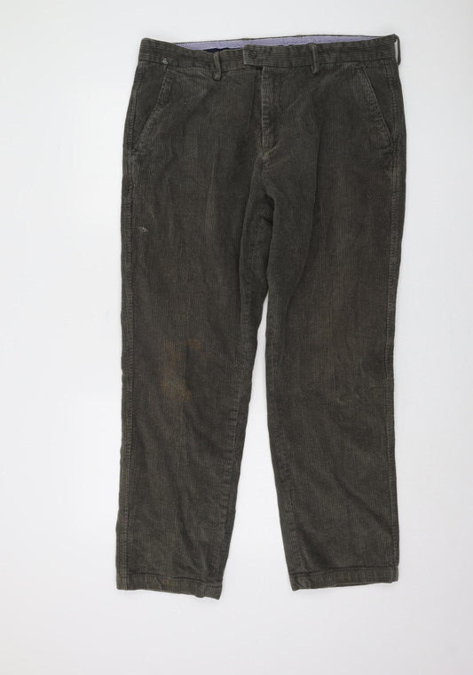 Samuel Windsor Men's Brown Corduroy Trousers - 38R Straight Fit