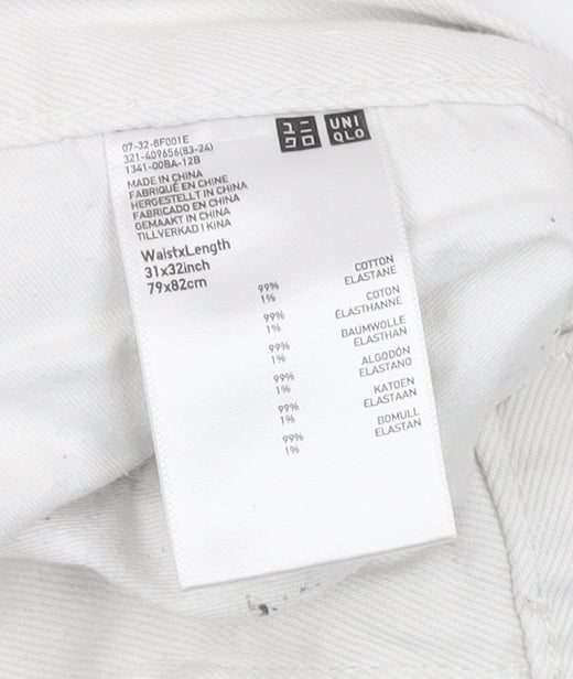 Uniqlo Women's White Denim Jeans Size 12 - Classic Style