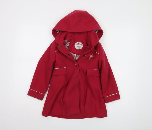Sergent Major Girls Red Floral Parka Coat Size 6 Years
