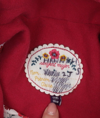 Sergent Major Girls Red Floral Parka Coat Size 6 Years