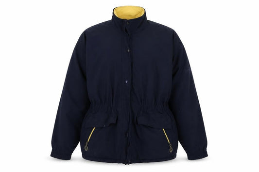Front view of Green Lamb unisex blue windbreaker jacket, size M