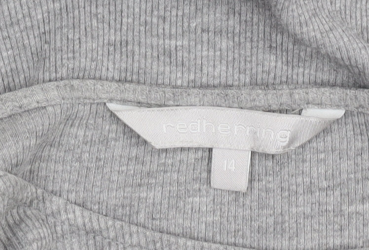 Womens UK Size 14 Red Herring Grey Basic T-Shirt