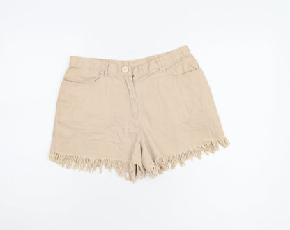 Joie de Vivre Women Beige Cut-Off Shorts Size 10