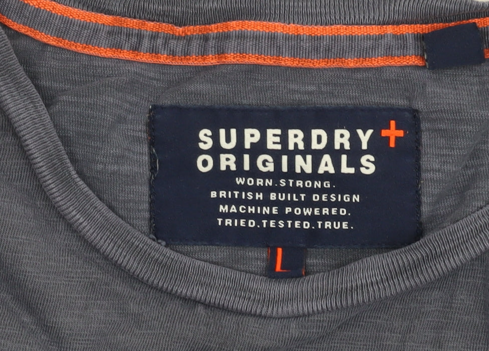 Superdry Men's Grey Crew Neck T-Shirt, Size L