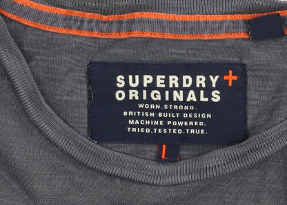 Superdry Men's Grey Crew Neck T-Shirt, Size L