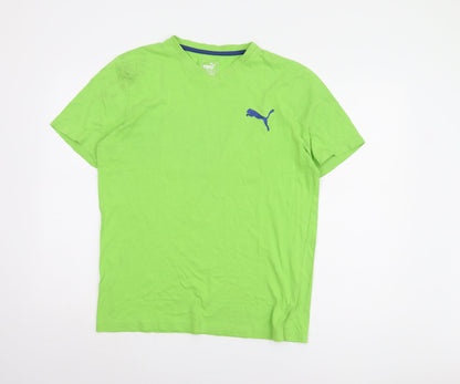 Puma Men's Green V-Neck T-Shirt M