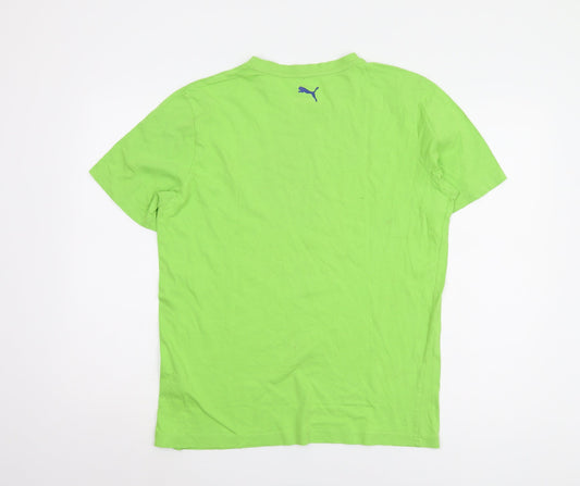 Puma Men's Green V-Neck T-Shirt M