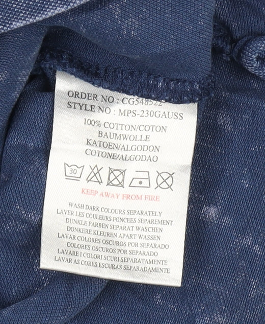 Brave Soul Men's Blue Acid Wash Polo Shirt M