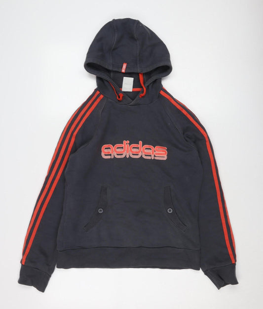 Adidas Black Hoodie Unisex Adult Size 16 Logo Hooded