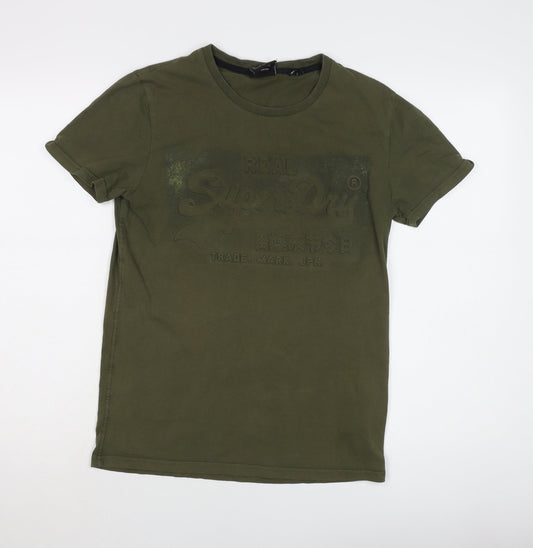 Superdry Men's Green Cotton T-Shirt, Size S, Crew Neck