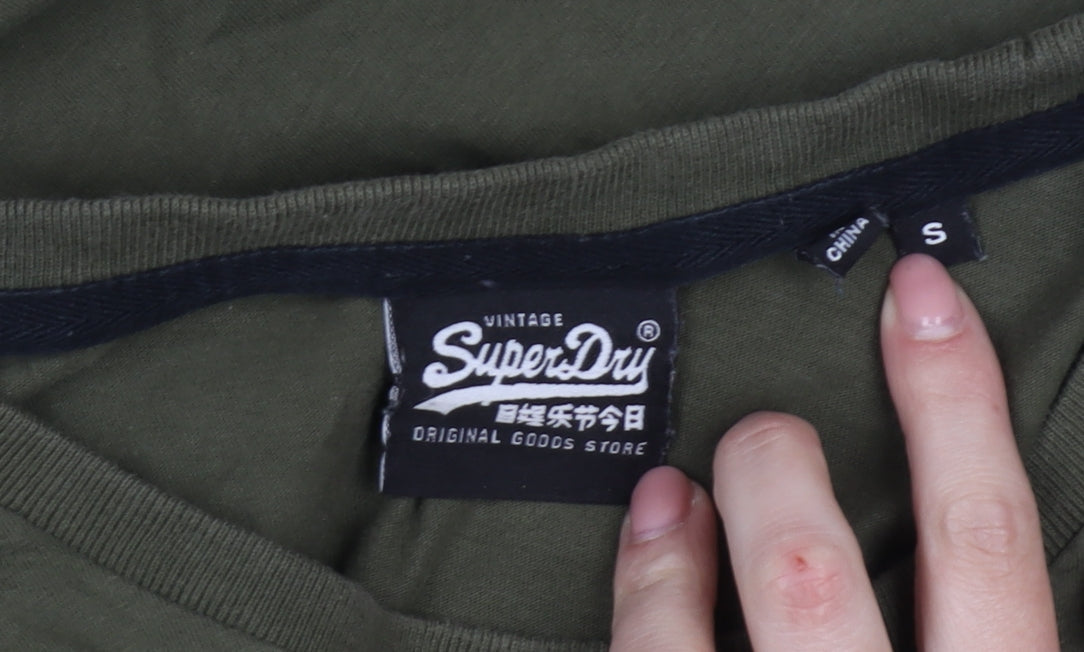 Superdry Men's Green Cotton T-Shirt, Size S, Crew Neck