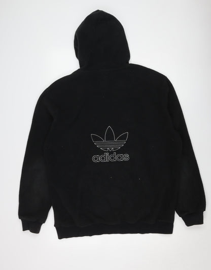 adidas Men's Black Hoodie L Pullover Fleece Logo