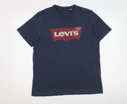 Levi's Men's Blue Graphic Print Logo T-Shirt L