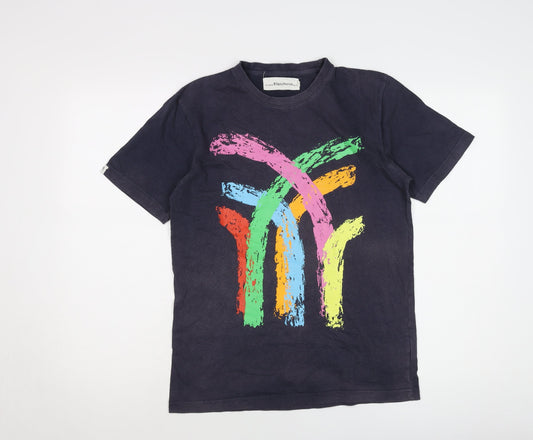 Additional front view of Fenchurch Men's Black Graphic Print T-Shirt, size S