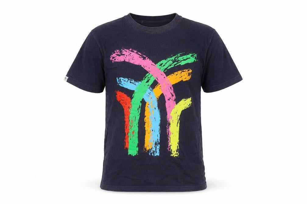 Front view of Fenchurch Men's Black Graphic Print T-Shirt, size S