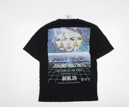 Mens UK Size XS COLLUSION Black  T-Shirt