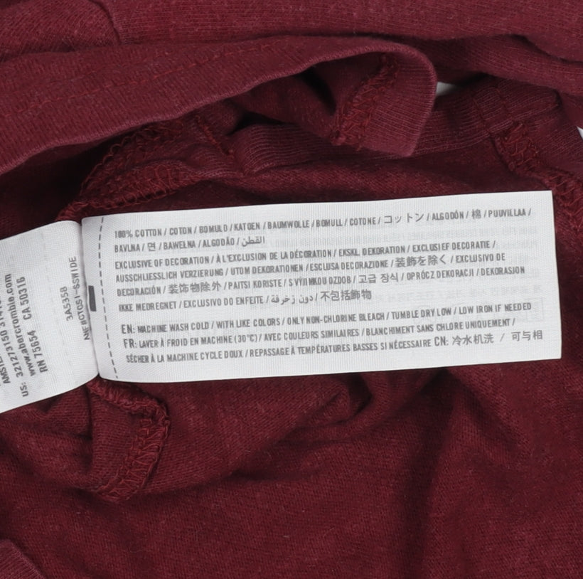 Hollister Men's Red Long Sleeve Polo, Size S, Logo Accent