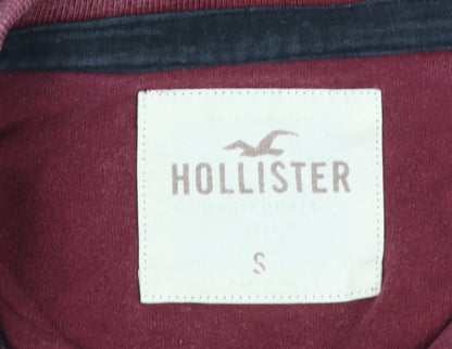 Hollister Men's Red Long Sleeve Polo, Size S, Logo Accent