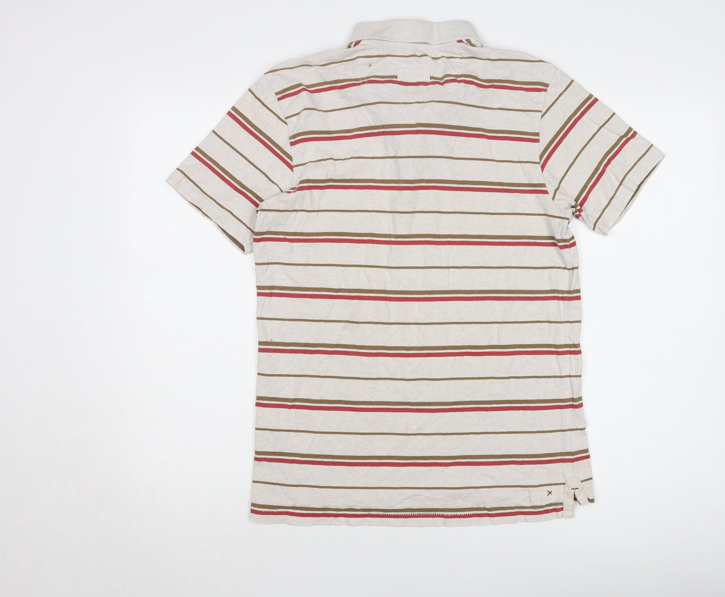 Fat Face Men's Beige Striped Polo Shirt S