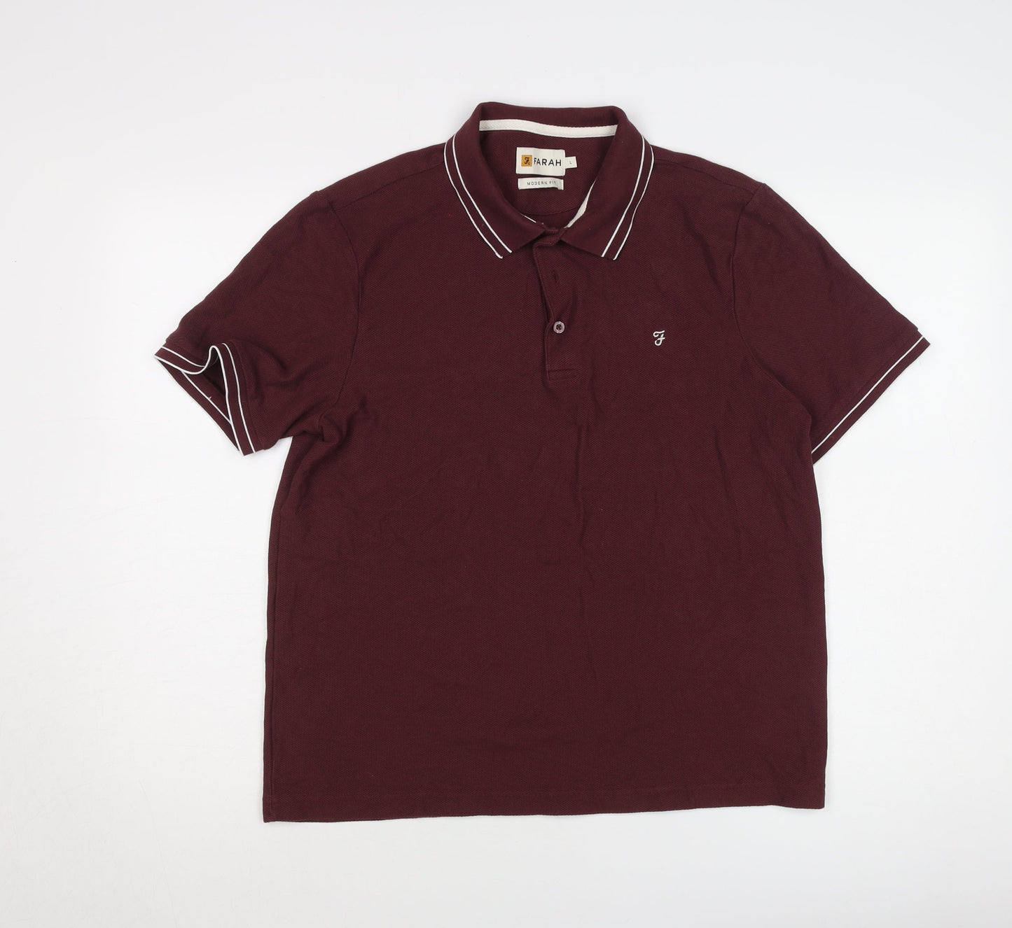 Farah Men's Red Cotton Polo - Size L