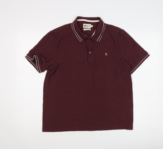 Farah Men's Red Cotton Polo - Size L