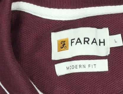 Farah Men's Red Cotton Polo - Size L