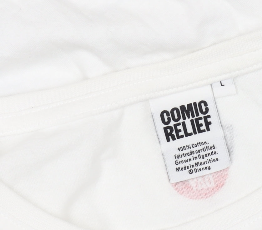 Unisex Adults UK Size L Comic Relief White  T-Shirt
