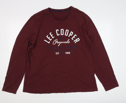 Lee Cooper Men's Red 2XL Long Sleeve T-Shirt