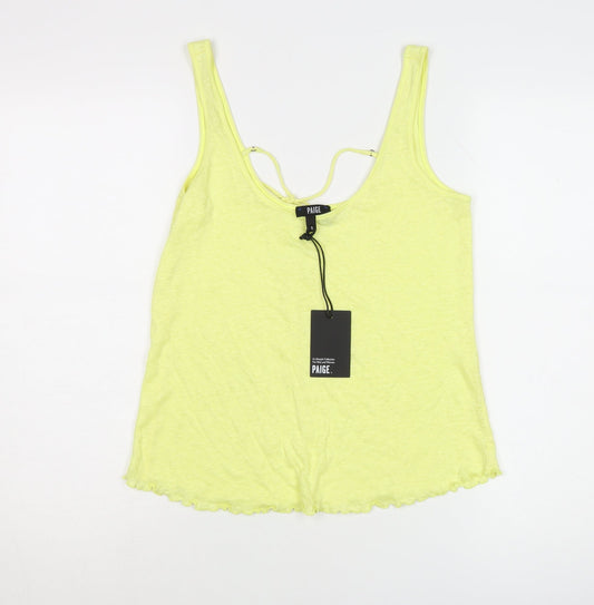 Paige Women's Yellow Tank Top - Size S, Scoop Neck