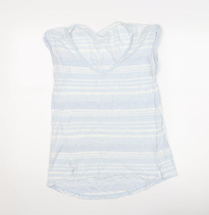 Gap Women's Blue Striped V-Neck T-Shirt - Size M
