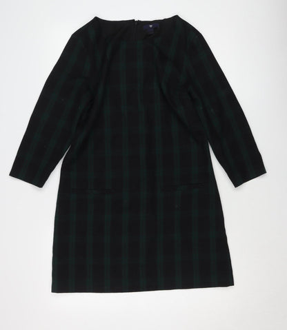Gap Women's Black Green Check Shift Dress Size 10