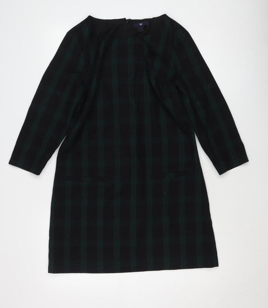 Gap Women's Black Green Check Shift Dress Size 10