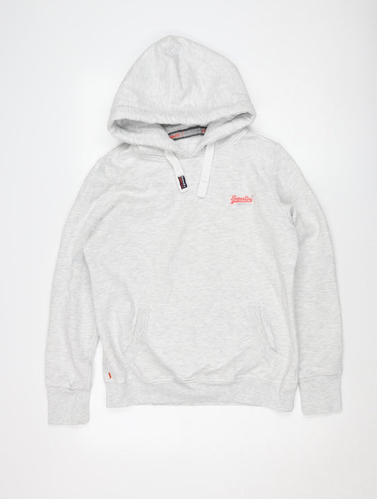 Superdry Women's Grey Hoodie Size L, Cotton Blend