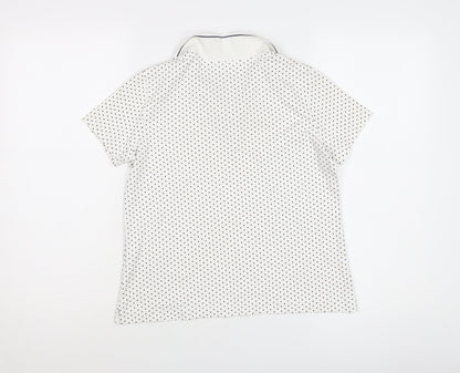 Lands' End Women's Polka Dot White Polo XS Petites