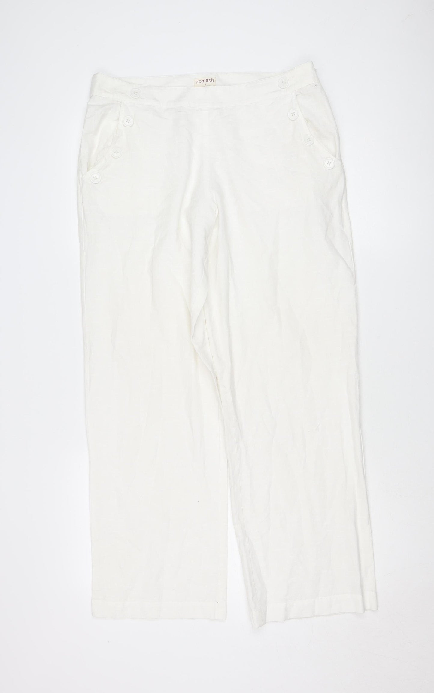 Nomads Women's White Cotton Trousers Size 12