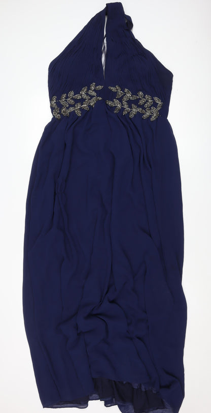 Little Mistress Women's Blue Halter Dress Size 18