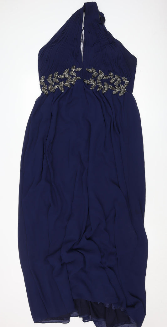 Little Mistress Women's Blue Halter Dress Size 18
