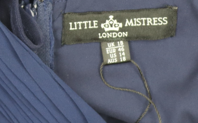 Little Mistress Women's Blue Halter Dress Size 18