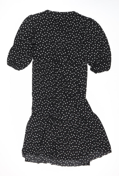 Zara Women Black Polka Dot Dress XS