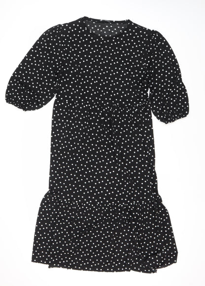 Zara Women Black Polka Dot Dress XS