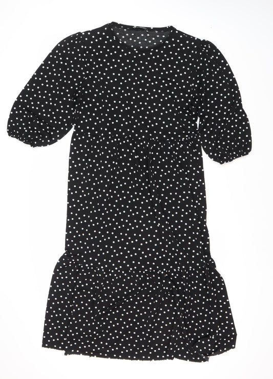 Zara Women Black Polka Dot Dress XS