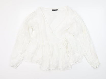 Womens UK Size UK 14 Boohoo White Wrap Blouse